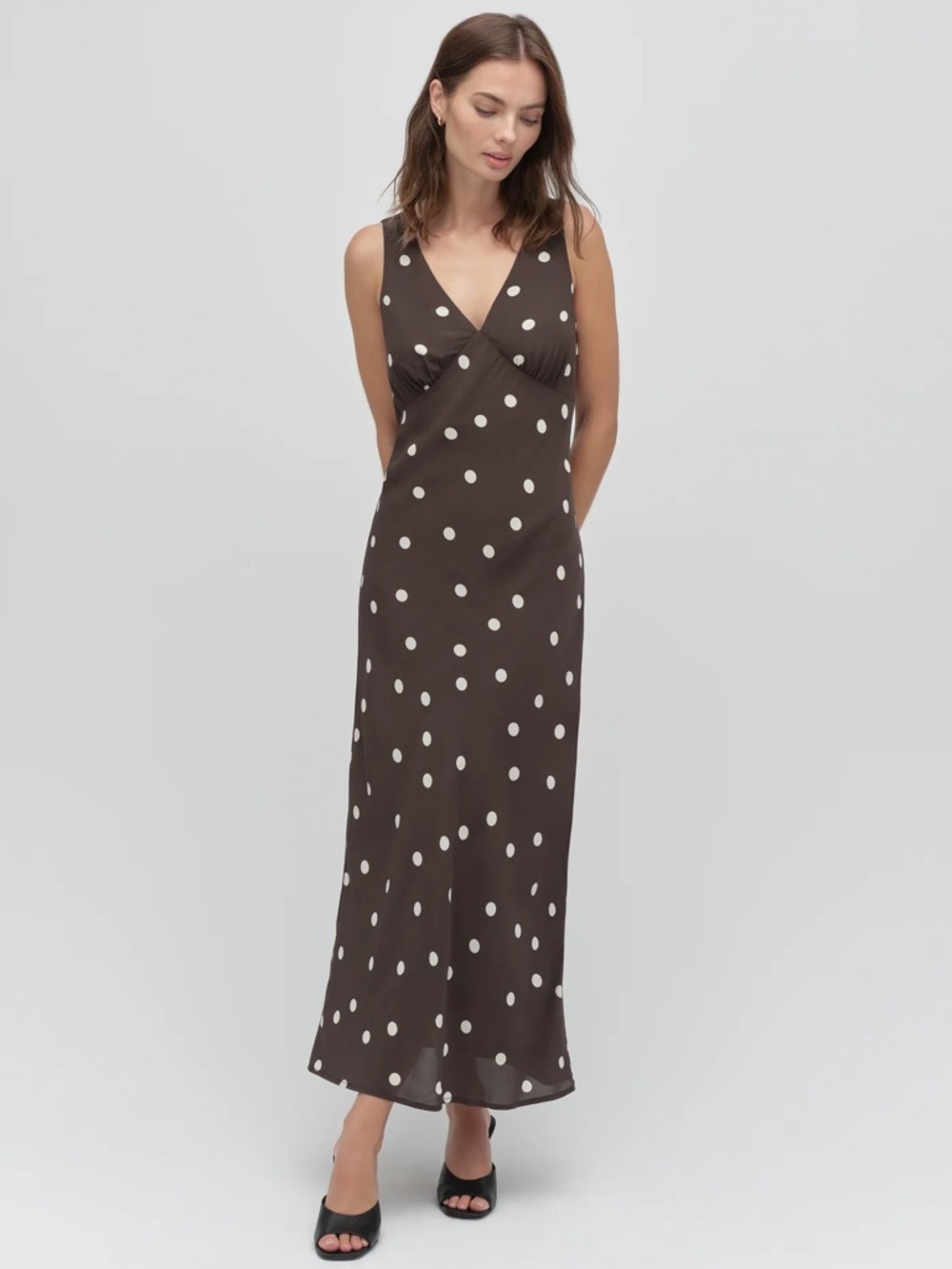 Favorite Daughter-The Anyday Anytime Dress in Espresso Polka Dot
